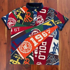 Polo Ralph Lauren Pep Rally Varsity Collegiate Pennant Chief Keef Shirt LG EUC